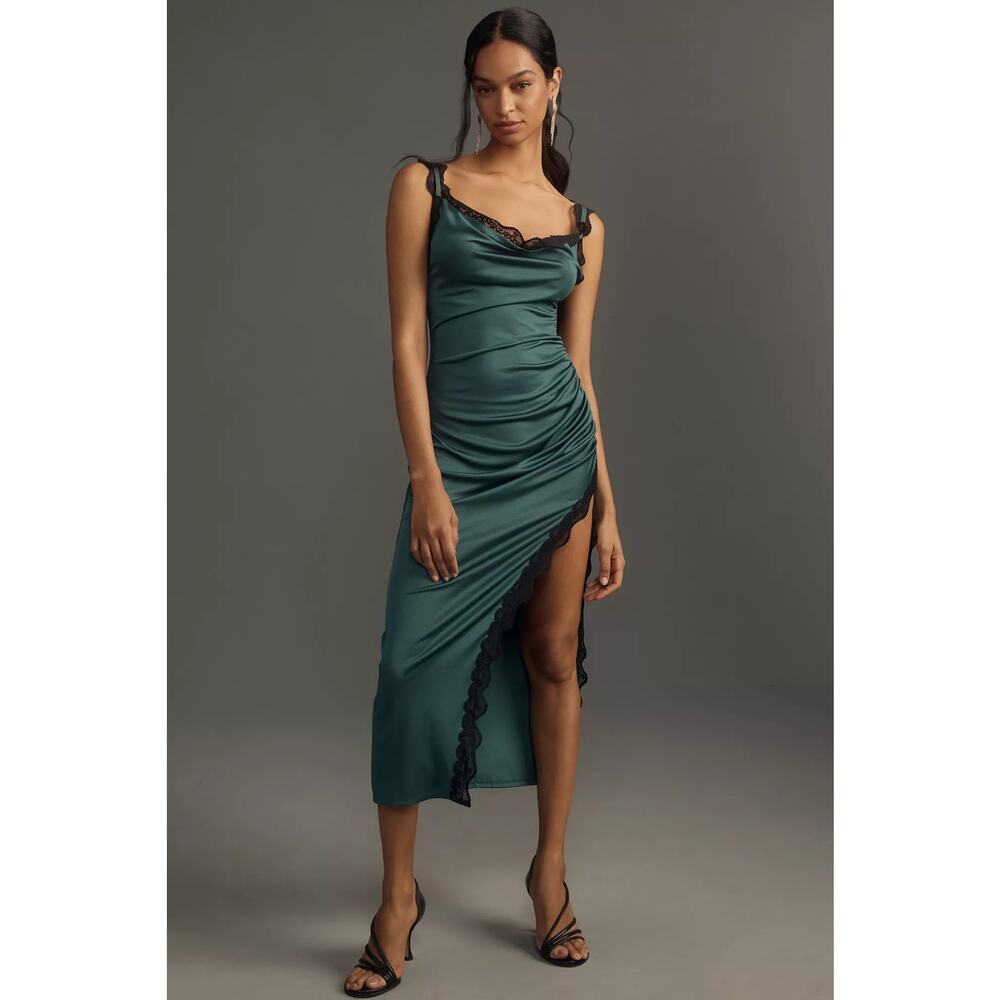 ✨ By Anthropologie | High-Slit Scoop-Neck Lace-Trim Midi Dress ✨